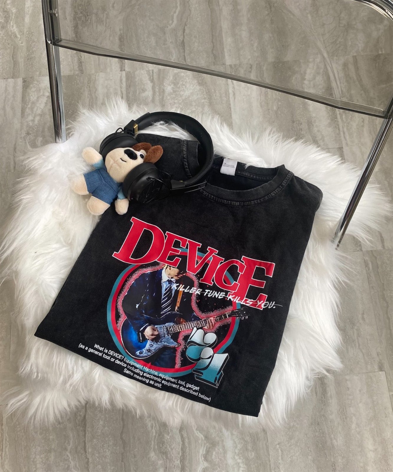 DEVICE select AIデザイン ロック バンド ピグメント ヴィンテージライク 古着風 Tシャツ メンズ レディース