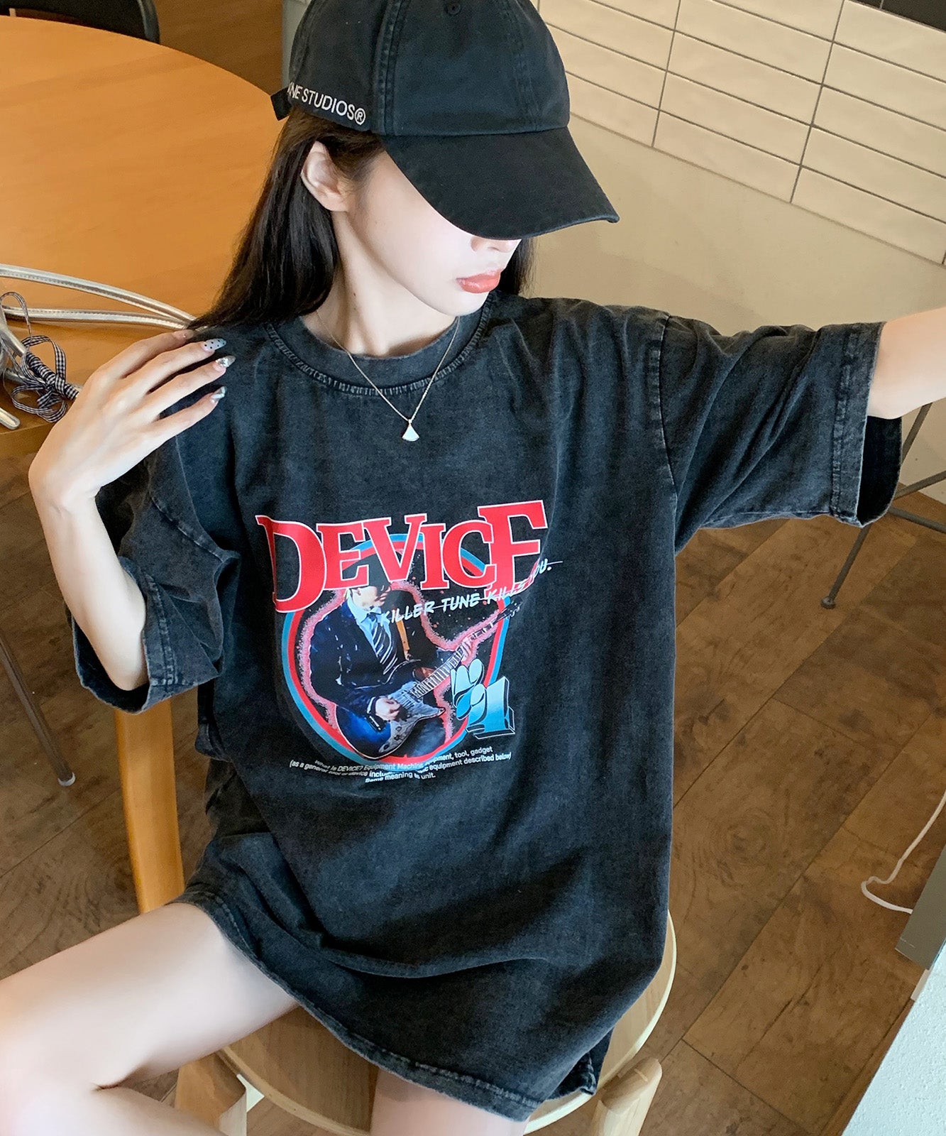 DEVICE select AIデザイン ロック バンド ピグメント ヴィンテージライク 古着風 Tシャツ メンズ レディース