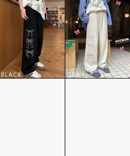 DEVICE select リボン グラフィック プリント スウェットパンツ