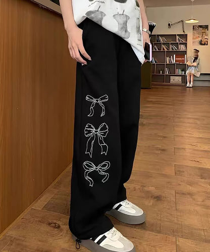 DEVICE select リボン グラフィック プリント スウェットパンツ