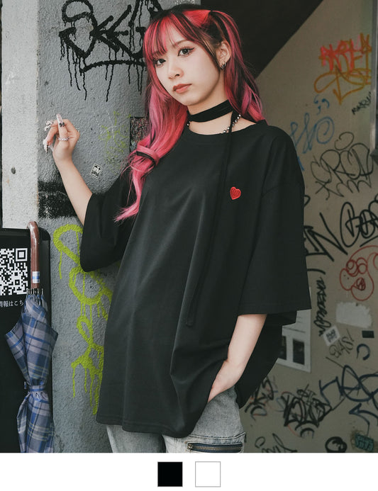 DEVICE select プレーン ワンポイント ハート刺繍T ビッグシルエット メンズ レディース
