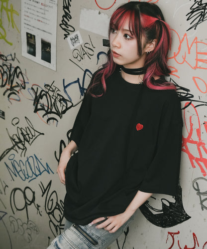 DEVICE select プレーン ワンポイント ハート刺繍T ビッグシルエット メンズ レディース