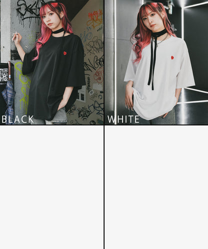DEVICE select プレーン ワンポイント ハート刺繍T ビッグシルエット メンズ レディース