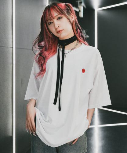 DEVICE select プレーン ワンポイント ハート刺繍T ビッグシルエット メンズ レディース
