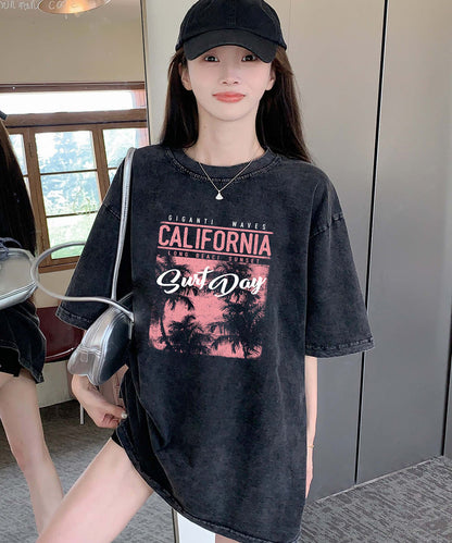 DEVICE select リゾート グラフィックプリント ピグメント 古着風 ビッグシルエット Tシャツ メンズ レディース