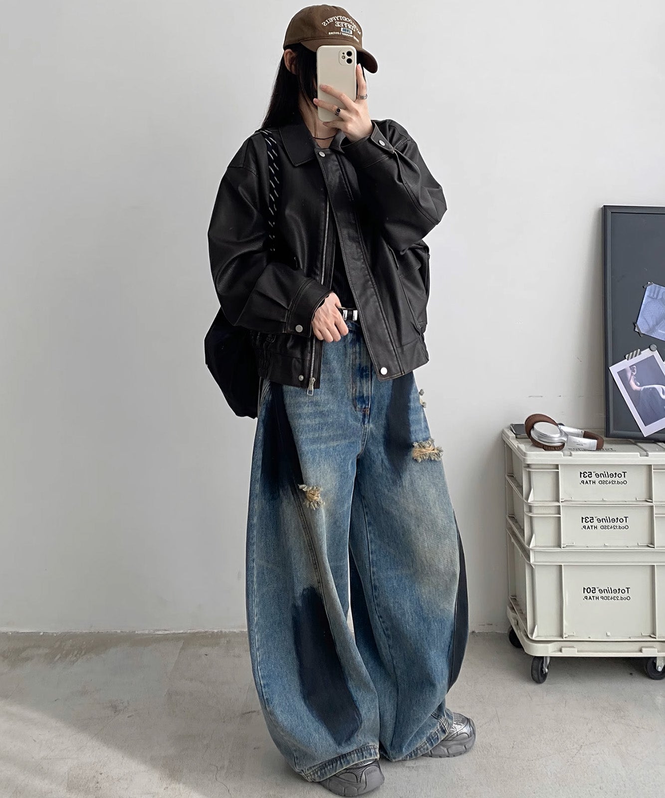 DEVICE select ペイント ダメージ デニムパンツ