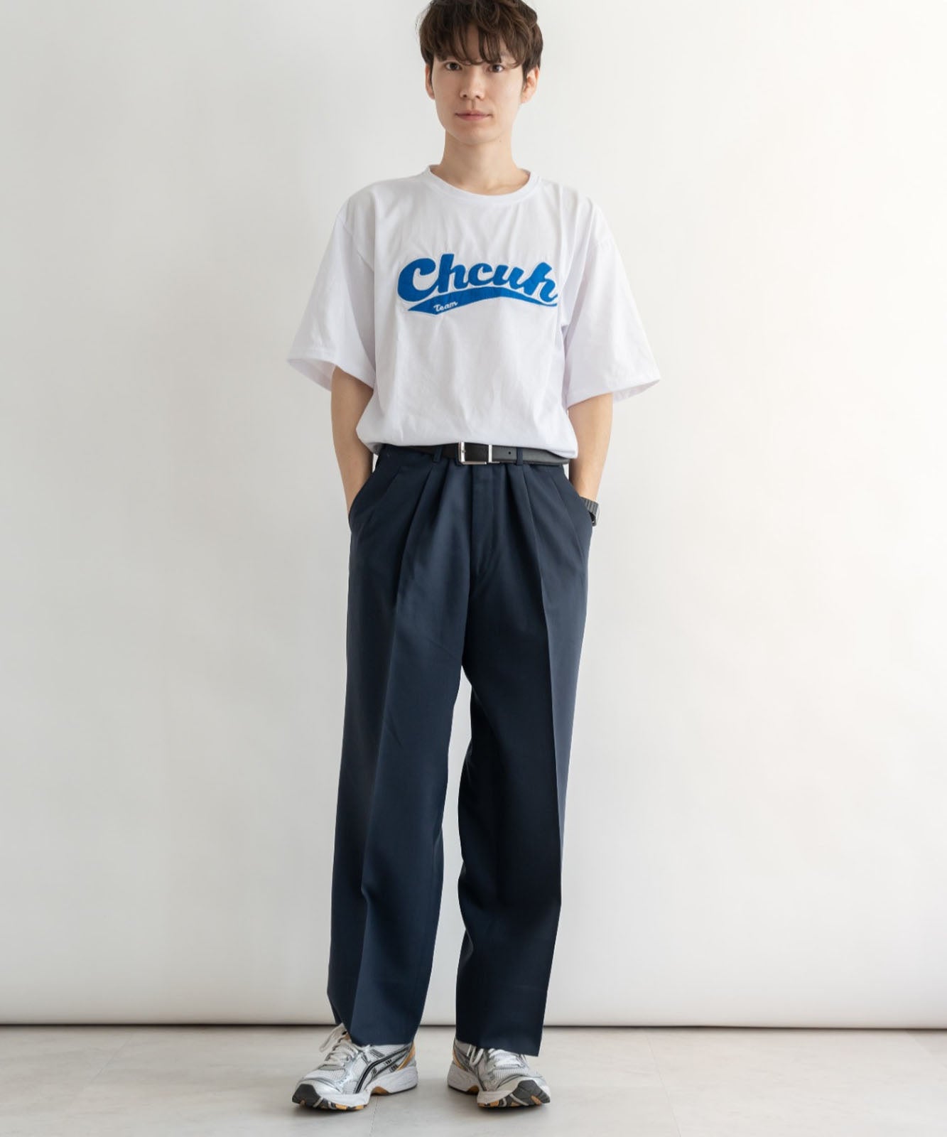 DEVICE select 韓国風 ビッグシルエット カレッジロゴ 刺繍Tシャツ メンズ レディース ユニセックス