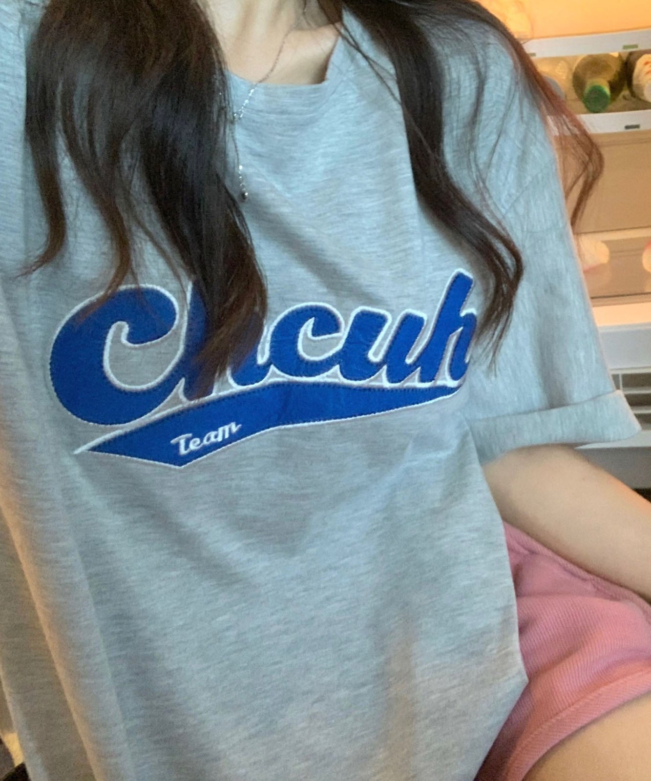 DEVICE select 韓国風 ビッグシルエット カレッジロゴ 刺繍Tシャツ メンズ レディース ユニセックス