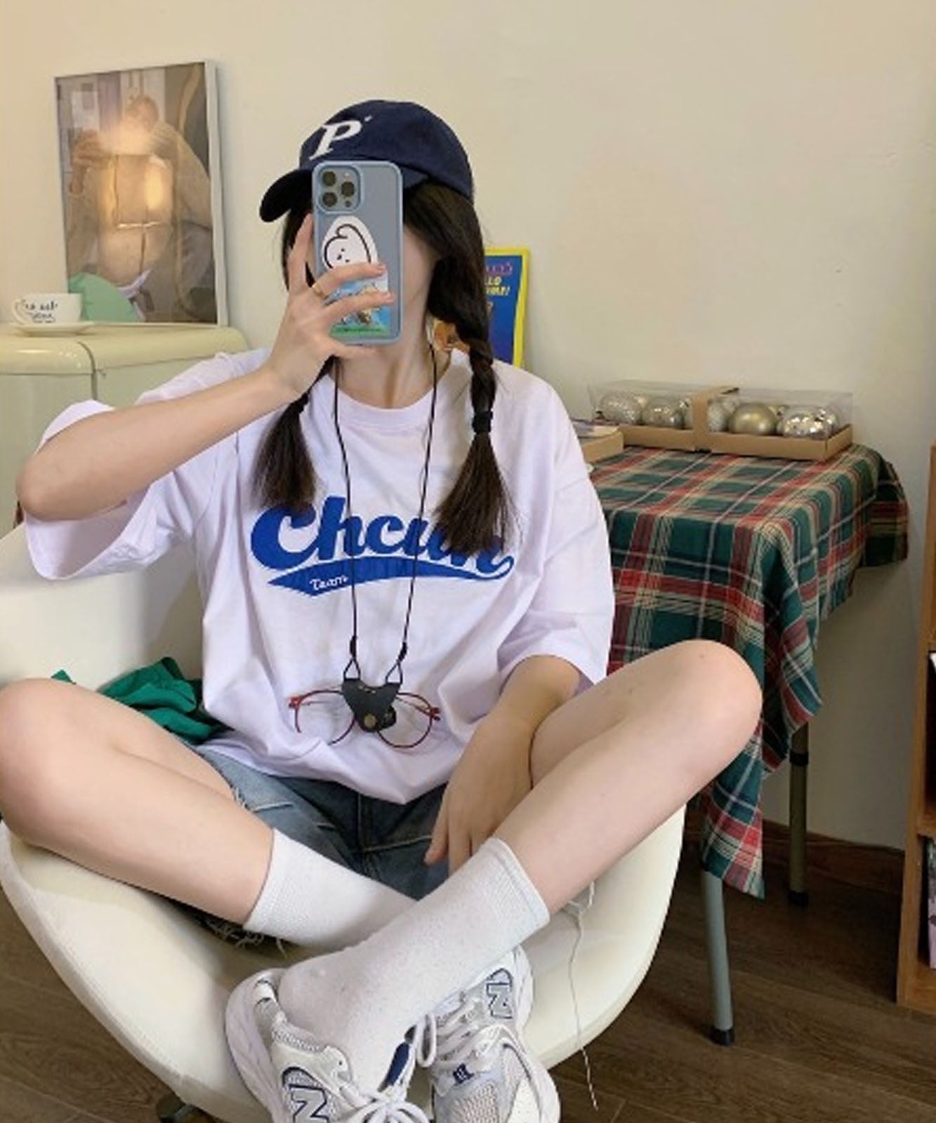 DEVICE select 韓国風 ビッグシルエット カレッジロゴ 刺繍Tシャツ メンズ レディース ユニセックス