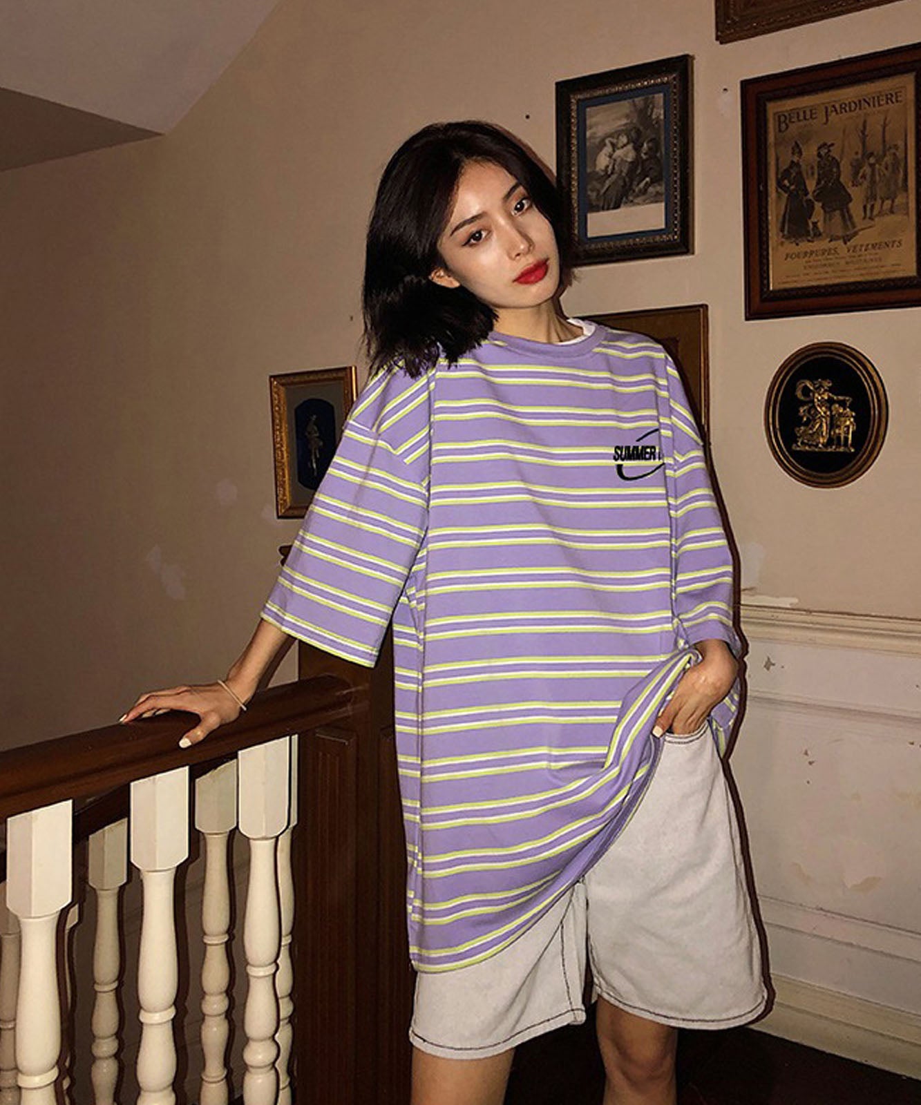 DEVICE select ビッグシルエット ボーダーTシャツ メンズ レディース ユニセックス
