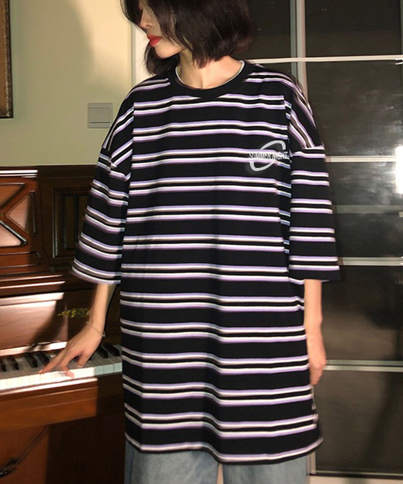 DEVICE select ビッグシルエット ボーダーTシャツ メンズ レディース ユニセックス