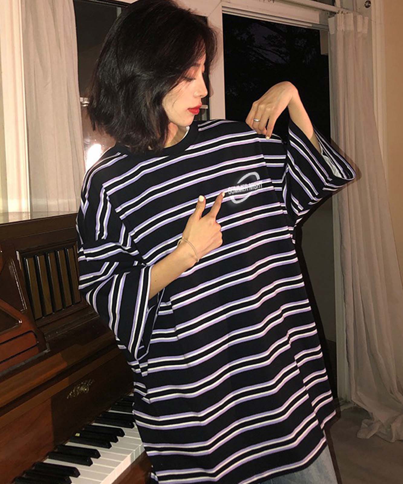 DEVICE select ビッグシルエット ボーダーTシャツ メンズ レディース ユニセックス