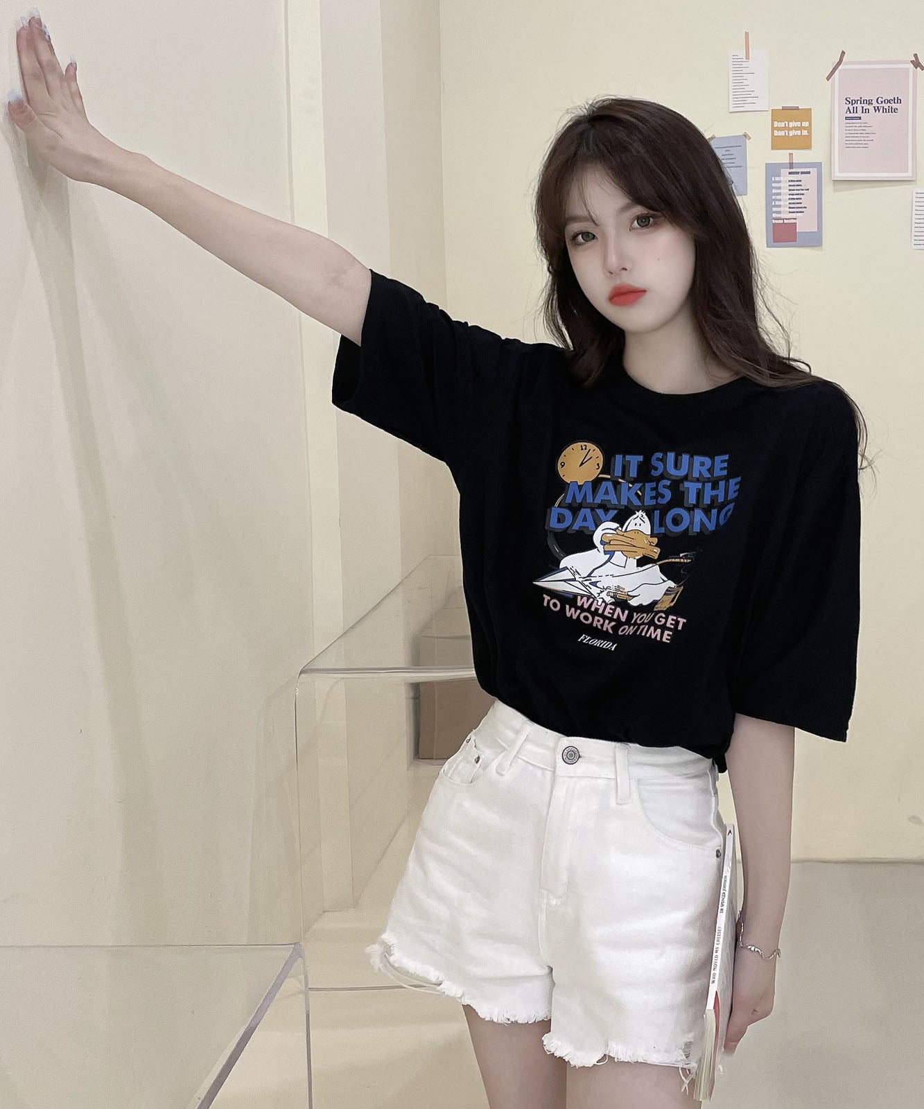 DEVICE select duckプリント 古着風 オーバーサイズ ビッグシルエット 半袖Tシャツ メンズ レディース ユニセックス