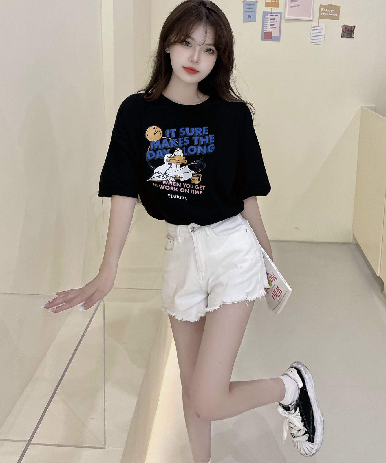 DEVICE select duckプリント 古着風 オーバーサイズ ビッグシルエット 半袖Tシャツ メンズ レディース ユニセックス