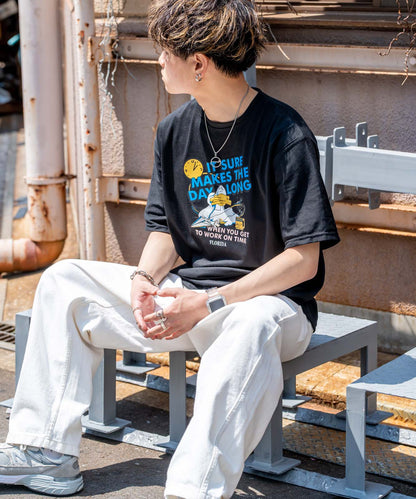 DEVICE select duckプリント 古着風 オーバーサイズ ビッグシルエット 半袖Tシャツ メンズ レディース ユニセックス