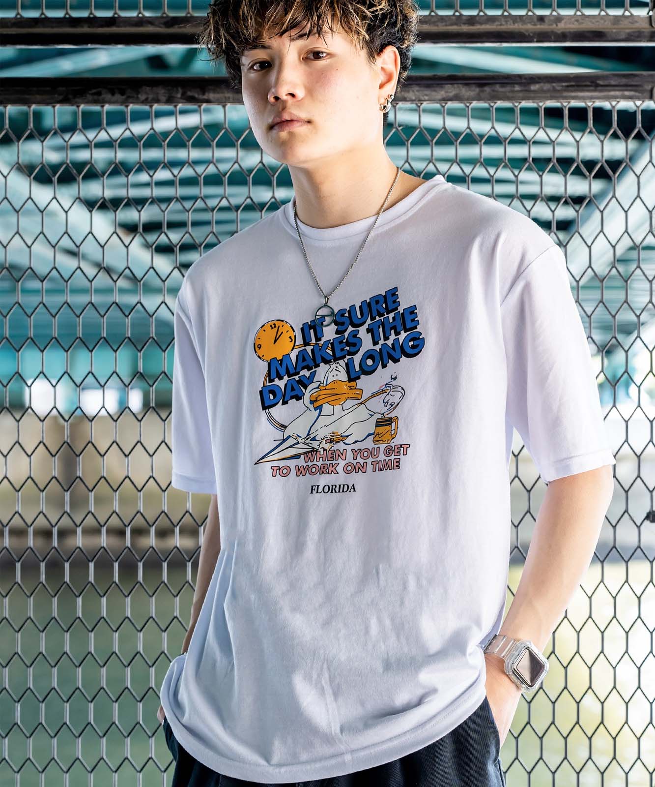 DEVICE select duckプリント 古着風 オーバーサイズ ビッグシルエット 半袖Tシャツ メンズ レディース ユニセックス