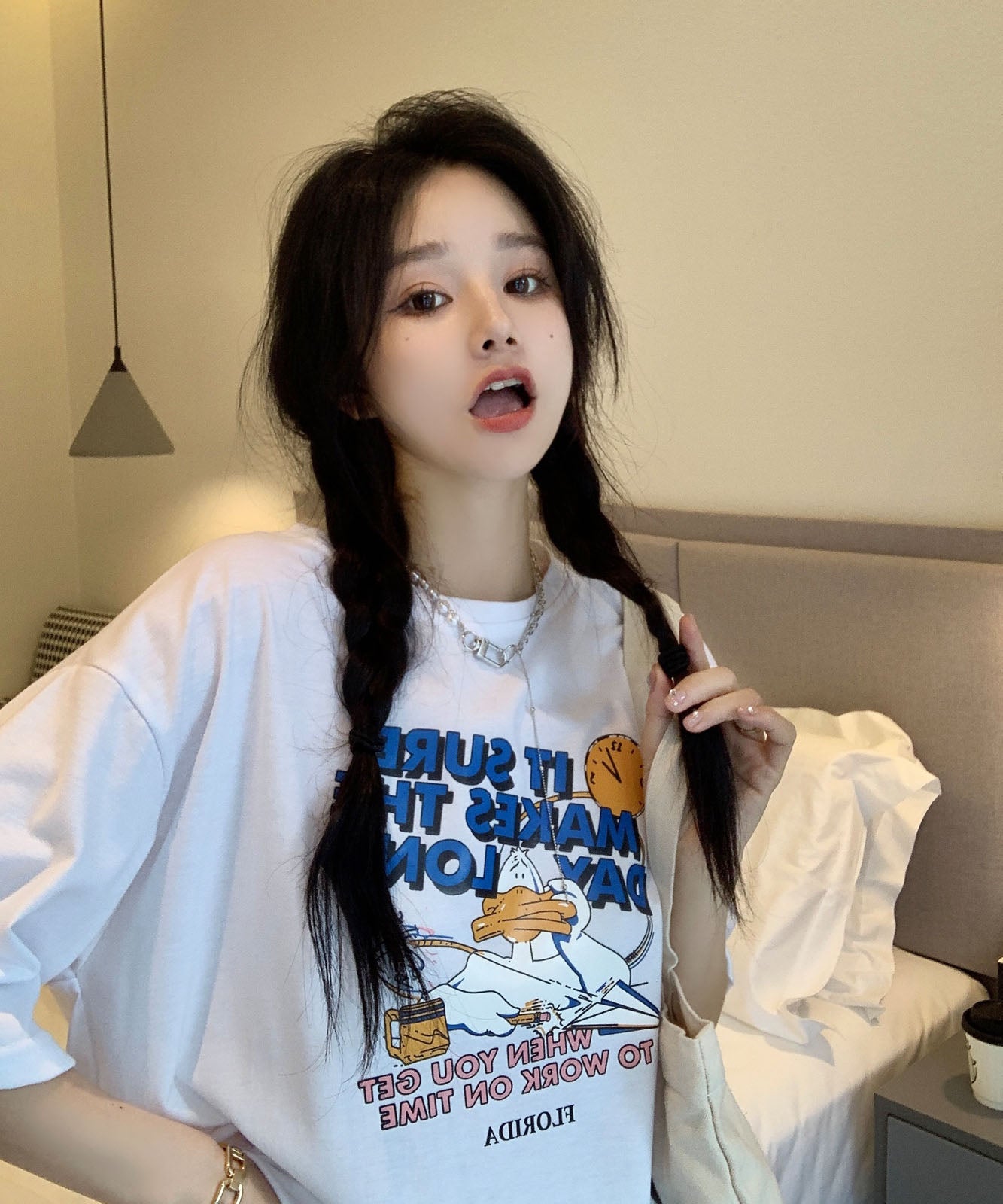DEVICE select duckプリント 古着風 オーバーサイズ ビッグシルエット 半袖Tシャツ メンズ レディース ユニセックス