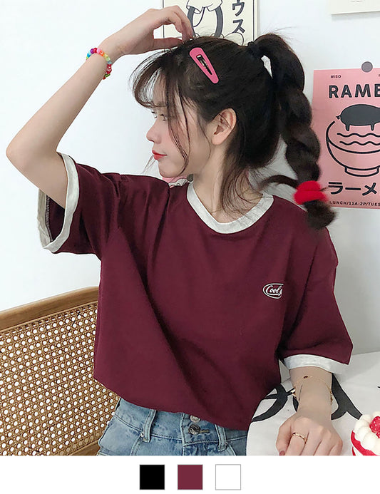 DEVICE select ワンポイントロゴ クルーネック リンガーTシャツ メンズ レディース ユニセックス