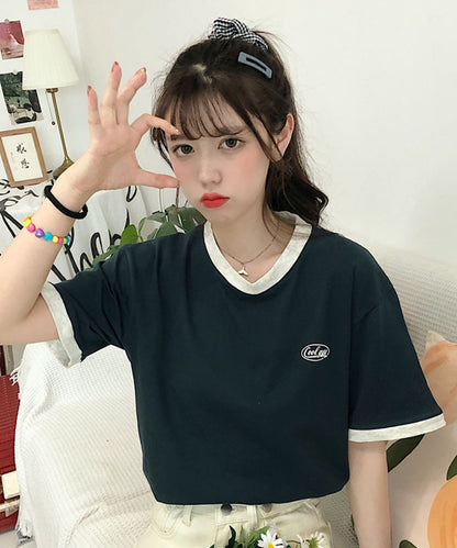 DEVICE select ワンポイントロゴ クルーネック リンガーTシャツ メンズ レディース ユニセックス