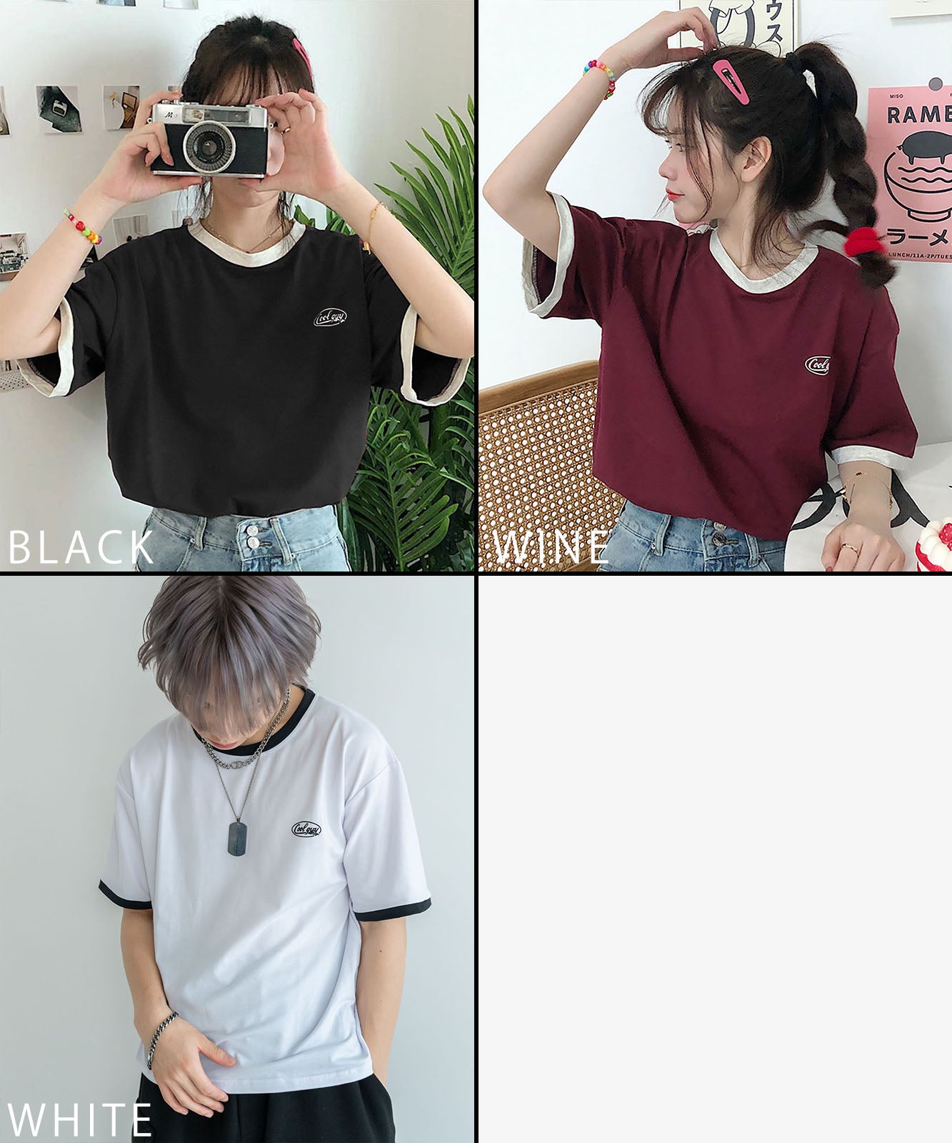 DEVICE select ワンポイントロゴ クルーネック リンガーTシャツ メンズ レディース ユニセックス