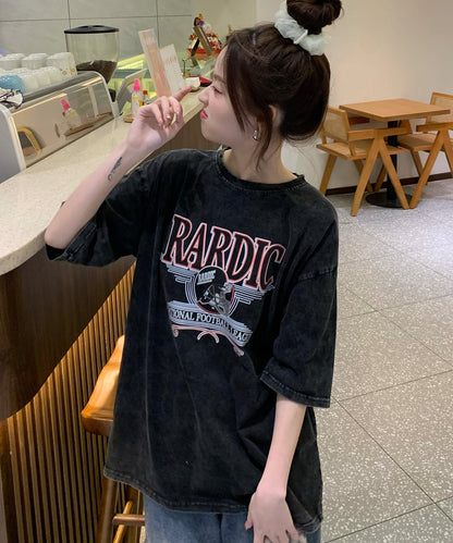 DEVICE select ビッグシルエット ジャンキープリント ピグメント 半袖 Tシャツ 古着風 フライドポテト カレッジロゴ メンズ レディース ユニセックス