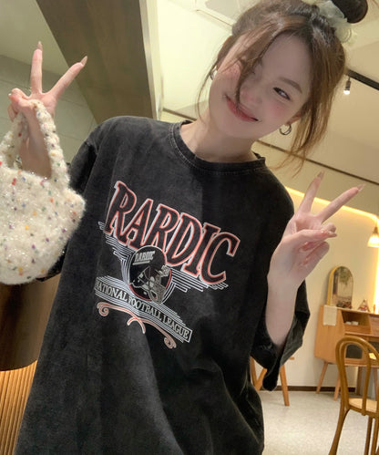 DEVICE select ビッグシルエット ジャンキープリント ピグメント 半袖 Tシャツ 古着風 フライドポテト カレッジロゴ メンズ レディース ユニセックス