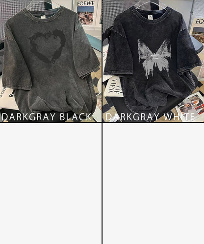DEVICE select ビッグシルエット ジャンキープリント ピグメント 半袖 Tシャツ 古着風 フライドポテト カレッジロゴ メンズ レディース ユニセックス