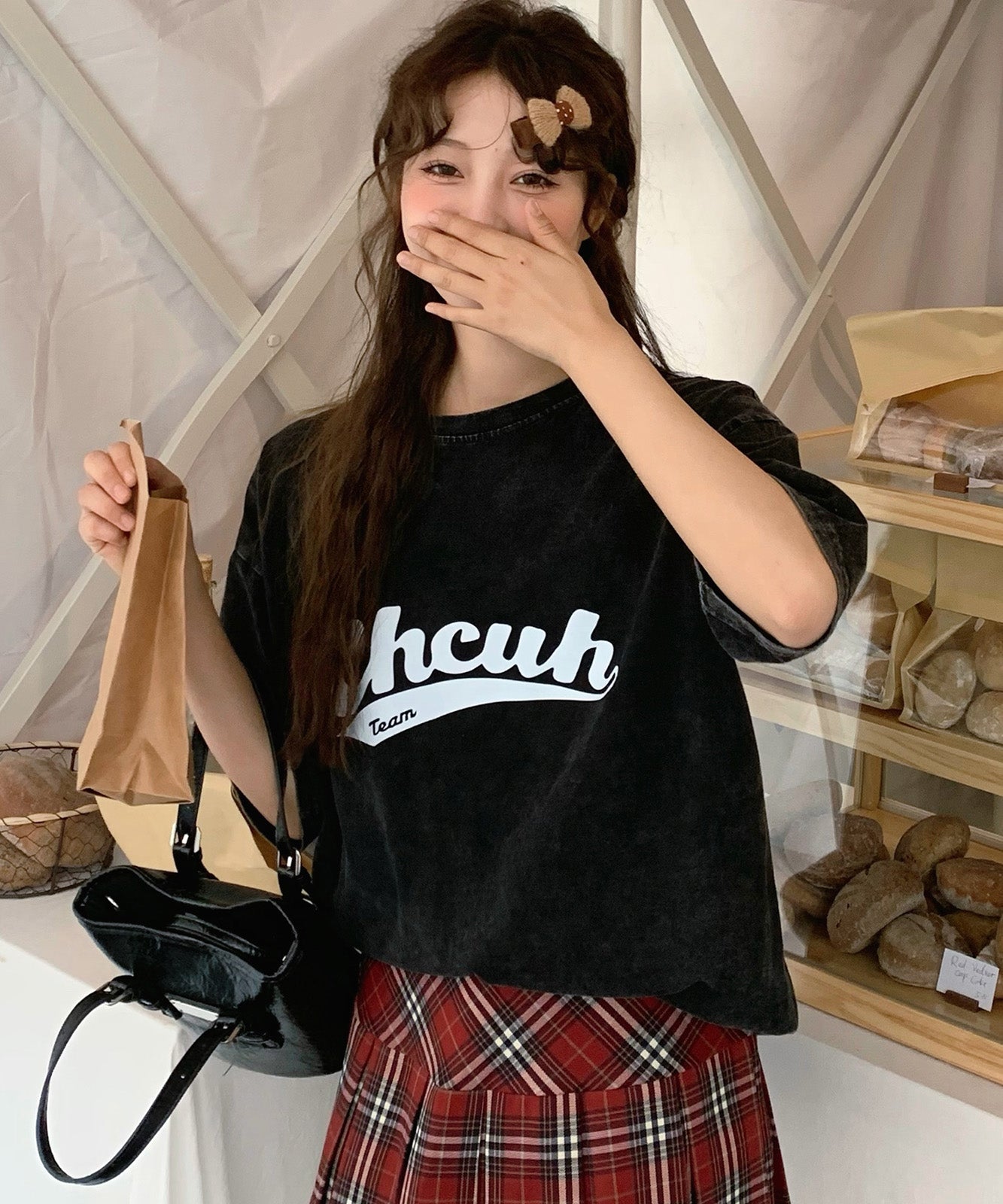 DEVICE select ビッグシルエット ジャンキープリント ピグメント 半袖 Tシャツ 古着風 フライドポテト カレッジロゴ メンズ レディース ユニセックス