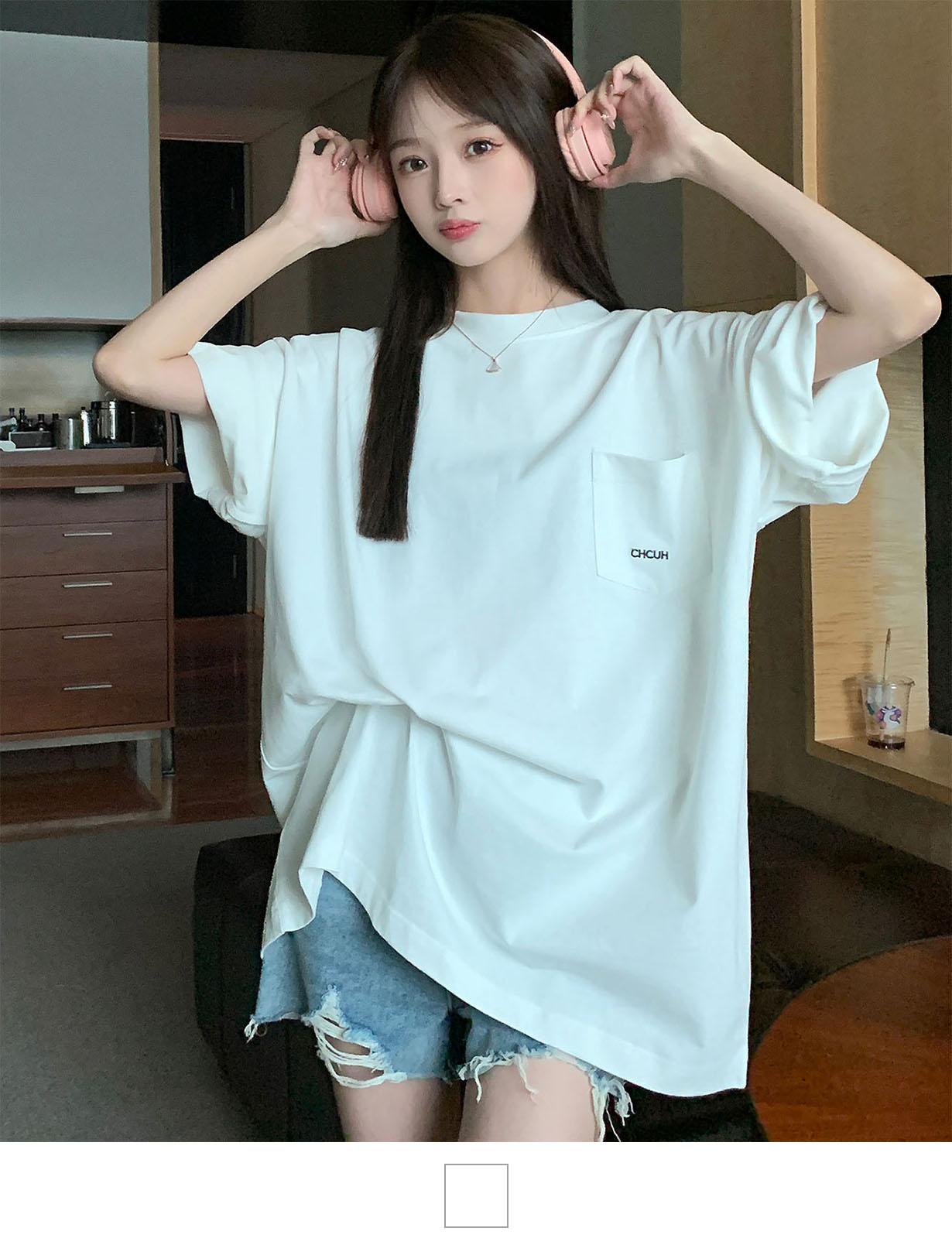 DEVICE select オーバーサイズ ポケット刺繍 コットン 半袖 Tシャツ メンズ レディース ユニセックス