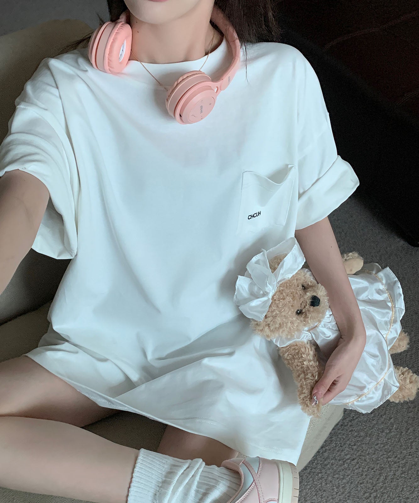 DEVICE select オーバーサイズ ポケット刺繍 コットン 半袖 Tシャツ メンズ レディース ユニセックス