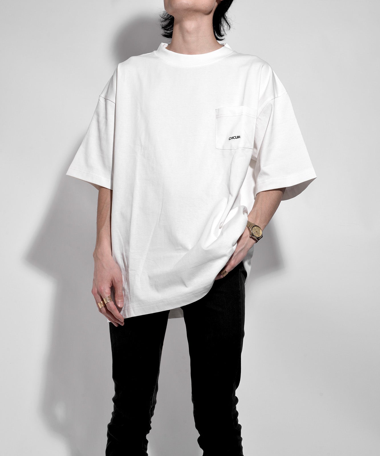 DEVICE select オーバーサイズ ポケット刺繍 コットン 半袖 Tシャツ メンズ レディース ユニセックス