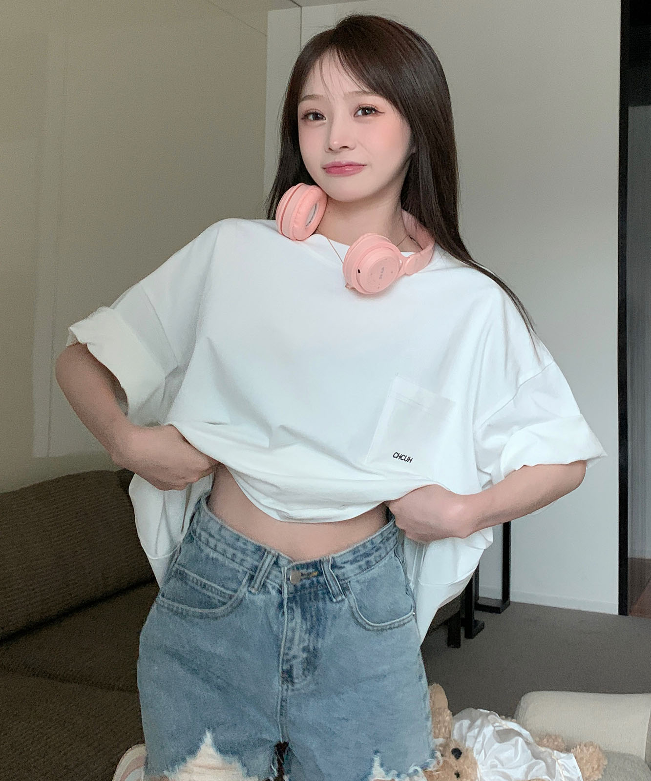 DEVICE select オーバーサイズ ポケット刺繍 コットン 半袖 Tシャツ メンズ レディース ユニセックス