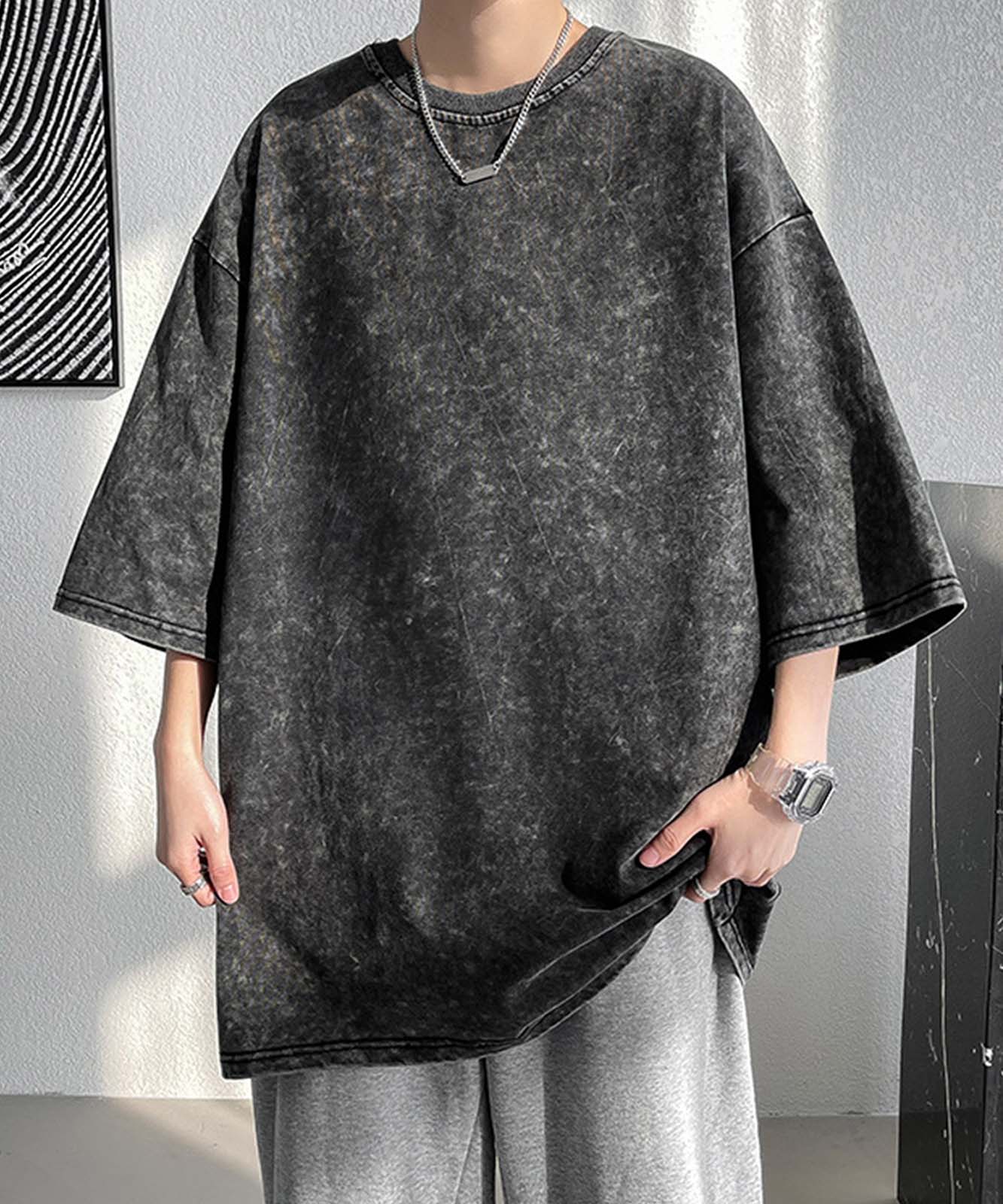 DEVICE select ビッグシルエット シンプル ピグメント 半袖 無地 Tシャツ 古着風 メンズ レディース ユニセックス