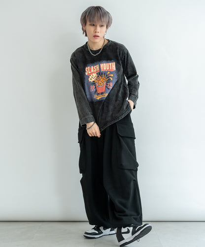 DEVICE select ジャンキープリント ピグメント ロンT 古着風 ロングスリーブTシャツ メンズ レディース 秋服