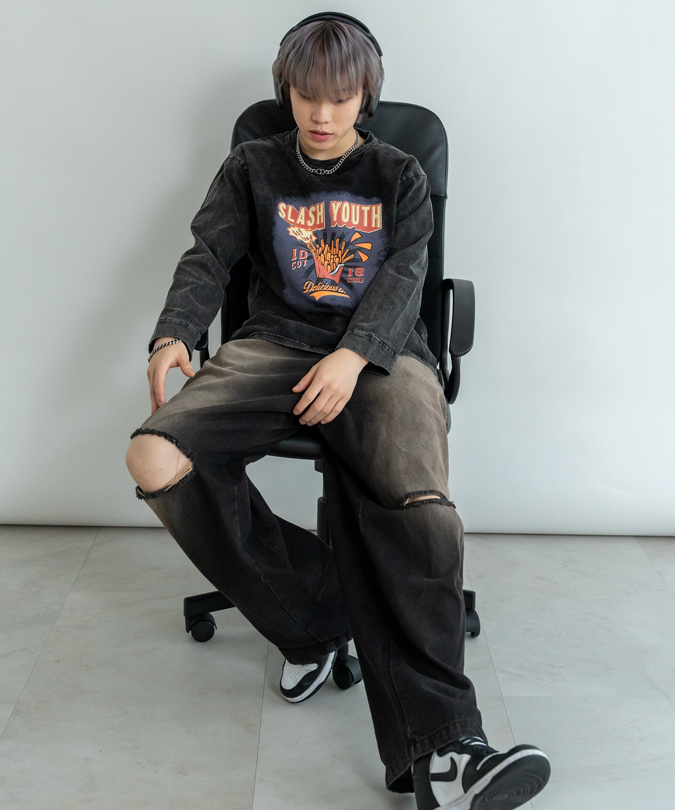 DEVICE select ジャンキープリント ピグメント ロンT 古着風 ロングスリーブTシャツ メンズ レディース 秋服