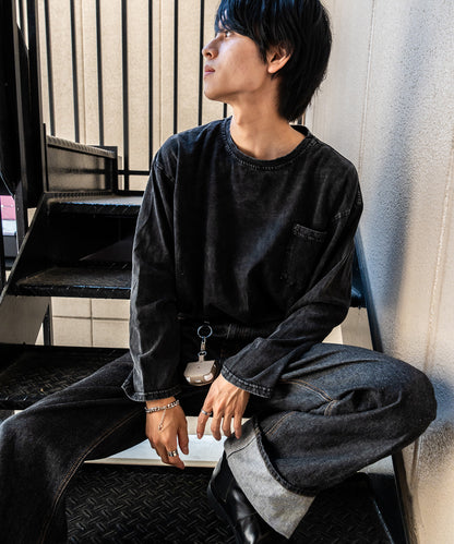DEVICE select ジャンキープリント ピグメント ロンT 古着風 ロングスリーブTシャツ メンズ レディース 秋服