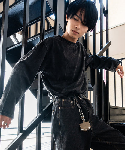 DEVICE select ジャンキープリント ピグメント ロンT 古着風 ロングスリーブTシャツ メンズ レディース 秋服