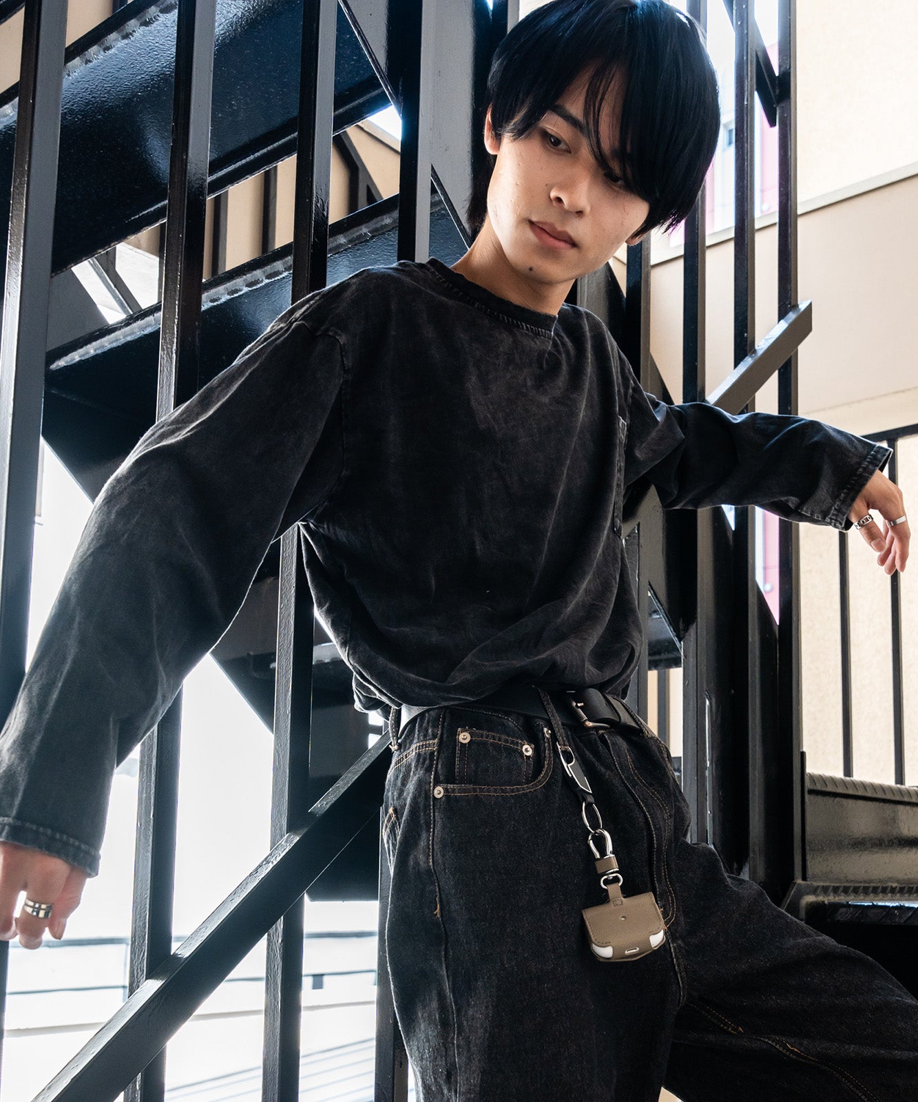 DEVICE select ジャンキープリント ピグメント ロンT 古着風 ロングスリーブTシャツ メンズ レディース 秋服