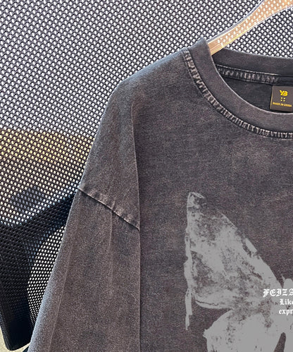 DEVICE select ジャンキープリント ピグメント ロンT 古着風 ロングスリーブTシャツ メンズ レディース 秋服