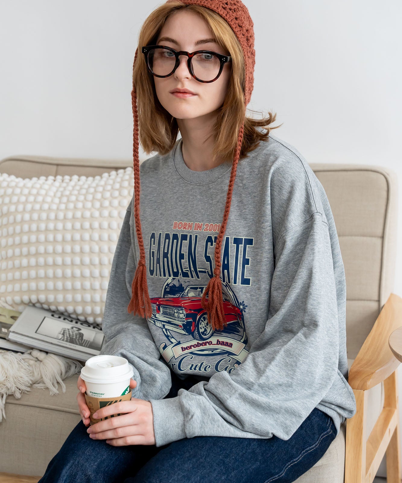 ルーズグラフィックプリント スウェット トレーナー メンズ レディース 秋服 冬服